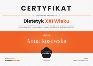 3 - Anna Kosowska Dietetyka - Certyfikat Dietetyk XXI wieku
