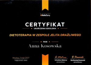 8 - Anna Kosowska Dietetyka - Certyfikat DNNZ